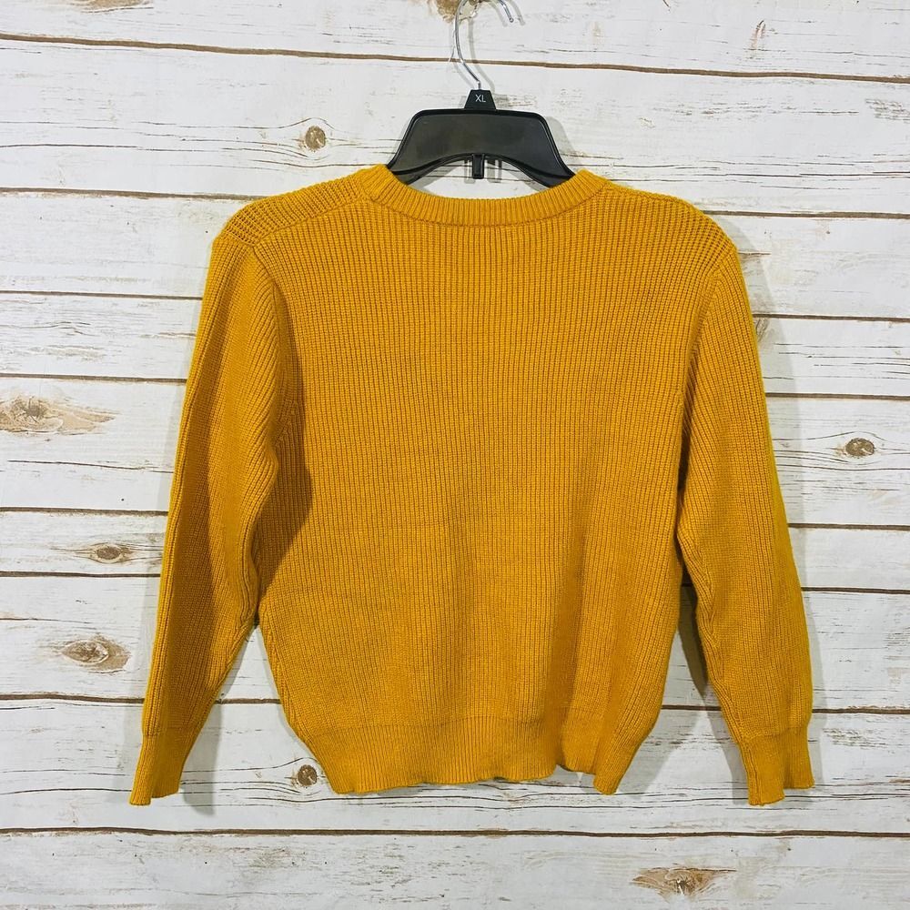 Elodie Women's pullover Sweater Size S Yellow Ribbed Long Sleeve - Picture 3 of 5